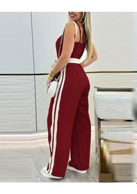 Resim Soonaksesuar Kadın Ip Askılı Straplez Belden Kuşaklı Viskon Iki Iplik Tulum Bordo 