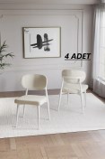 Resim Bohem Polo Mutfak Sandalyesi 4 Adet Beyaz Krem 