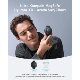 Resim Anker UFO MagGo Kablosuz Şarj Cihazı (3'ü 1 Arada, Katlanabilir Ped) - Siyah - B25M8 (Anker Türkiye Garantili) 