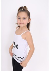 Resim Toontoy Kids Toontoy Kız Çocuk Pul İşlemeli Balık Nakış Askılı Atlet Beyaz 