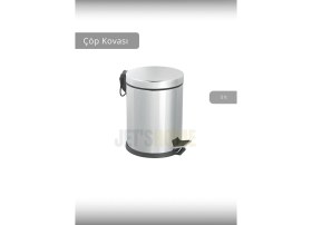 Resim Pedallı Banyo Çöp Kovası Paslanmaz 5 Lt Mutfak Çöp Kutusu Beyaz 