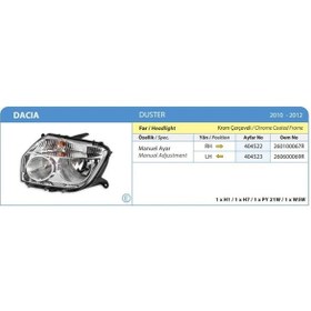 Resim Ayfar-404522 - Far Sağ + Sınyal Duster 10 Krom Manuel H1 + H7 