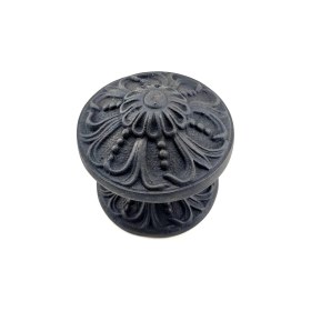 Resim Antika Tarz Dekoratif Pirinç Çiçekli Kapı Tokmağı - 80 mm Çap, Oksit Nemere 