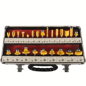 Resim 1/4" Şaftlı 24 Parça Premium Karbür Router Ucu Seti - Hassas Ahşap İşleme Araçları, Dayanıklı Metal Kılıf Dahil 