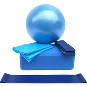 Resim Yaleker Mavi 5 Parça Yoga Seti: Pilates Topu, Köpük Blok, Lateks Gerdanlık, Genişletme Kayışı Ve Direnc Bandı - Evde Güvenli Egzersiz 