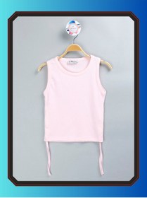 Resim edoy Yandan Ipli Crop Bağcıklı %100 Pamuklu Büzmeli Kız Atlet 