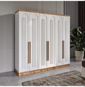 Resim Flora 6 Kapaklı Komple Mdf Gardırop - Elbise Dolabı 