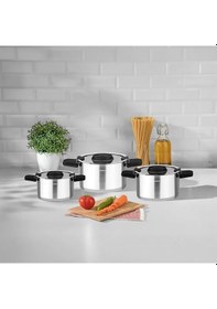 Resim Nehir Elena Saten 6 Parça Derin Tencere Set 