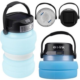 Resim Kamp Feneri Şarjlı Güneş Solar Panelli Beyaz Işıklı 1200Mah S-Lin Beyaz 