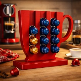 Resim Cenikli Modern Kupa Tasarımlı Kahve Kapsül Standı 