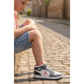 Resim In Step Eveji Lacivert Beyaz Çocuk Basketbol Ayakkabısı - Yüksek Bilekli Cırt Cırtlı Sneaker 
