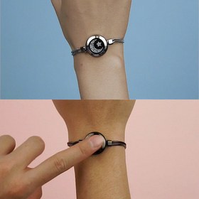 Resim Meanyou Uzak Mesafe Titreşimli Çift Bileklik - Metal Kordon / Gümüş & Siyah 