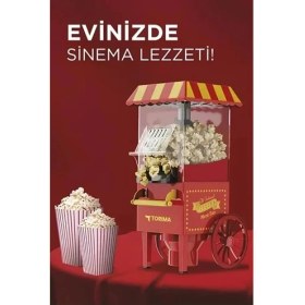 Resim HERŞEYBURDAMODA Yağsız Mısır Patlatma Popcorn Makinesi Kırmızı 