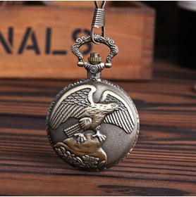Resim keyfimshop Kişiye Özel Retro Kartal Kabartmalı Quartz Köstekli Saat-1 