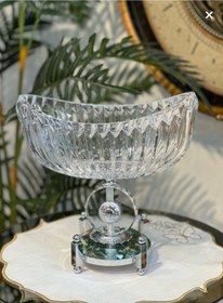 Resim Elta Collection Ultra Lüks Premium Kristal Gümüş Gondol Kase Dekoratif Masa Ve Salon Aksesuarı Gümüş 