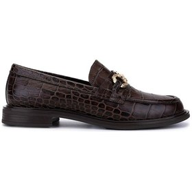 Resim Tamer Tanca Kadın Hakiki Deri Kahverengi Kroko Loafer Ayakkabı 294 10832 Bn Ayk Sk25-26 Kahve Kroko Kahve 