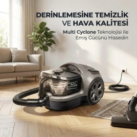 Resim Fantom Carbon CC4500 Cyclone Toz Torbasız Süpürge - 2 L Kilitli Hı-Tech Toz Haznesi, 3 Aşamalı Filtreleme, Hepa Filtre, Yüksek Emiş Gücü, 3 Yıl Garanti, Ergonomik Modern Tasarım, Gri-Siyah 