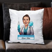 Resim En Başarılı Kadın Anestezi Doktoru Karikatürlü Yastık 
