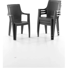 Resim Efes 4'lü Rattan Sandalye Siyah 15099623 Siyah 