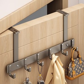 Resim 6-8 Kancalı Duvar Monte Pardesü Askısı, Çağdaş Tarz, Alüminyum, Boyalı, Ayarlanabilir, Kapı Üstü Askı Organizatörü, Giriş, Dolap, Banyo Havlu Tutucu, Pardesü ve Havlu Kancaları 