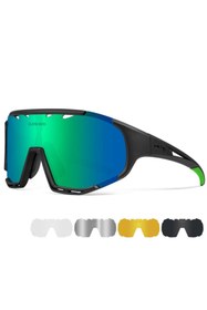 Resim QUESHARK Polarize Anti-uv Outdoor 5 Lens Ultra Hafif Spor Motorsiklet Bisiklet Kayak Güneş Gözlüğü 