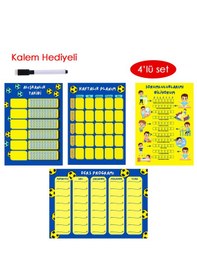 Resim Çocuklar İçin Planlayıcı Set-sarı Lacivert Alışkanlık Ve Sorumlul 