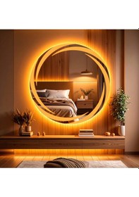 Resim Whirilwind Amber Led'li Lazer Kumlamalı Lavabo & Banyo Aynası Dokunmatik Sensörlü 80 X 80 Turuncu 