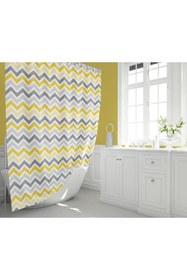 Resim Zethome Banyo Duş Perdesi 4597 Çift Kanat 2x120x200 Halka Hediyeli Duşakabin Perdesi 