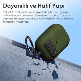 Resim Minesk Airpods Pro 2 ile Uyumlu Fabric Serisi Özel Kilitli Tasarım ve Kumaş Yüzeyli Kılıf Darbelere Karşı Koruyucu Kapak (Yeşil, Airpods Pro 2) 