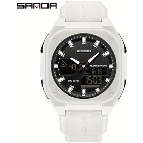 Resim Fochsia Sanda Erkek Spor Moda Alarmlı Takvimli 5atm Suya Dayanıklı Elektronik Beyaz Kol Saati Diğer 