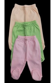 Resim özdemirli bebe Bebek Patikli Alt Hava Alır Kumaş Düz Renk (3 Lü Paket Çağla-somon-pembe) 