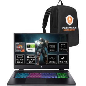Resim Acer Nitro 17 Amd Ryzen 7 7735HS 40GB 512GB SSD RTX4050/6GB 140W 17.3" Fhd 165Hz Fdos Taşınabilir Bilgisayar & Per4 Çanta NHQL1EY003P322 