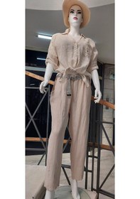 Resim İtalyan Kemerli Keten Pantolon-9260 Krem 