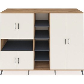 Resim Kronos Dolap 13 Raflı 6 Kapaklı 220x59x163 Çam-aytaşı/antrasit Çam-aytaşı/antrasit 