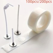 Resim 200 adet/100 adet Isıya Dayanıklı Çift Taraflı Yapıştırıcı Wick Tabları - DIY Mum Yapımı için Kalıtsız Şeffaf Mum Wick Etiketleri - El Sanatları Tutkunları İçin İdeal - DIY El Sanatları İçin Mükemmel Hediye, El Sanatları Malzemeleri|Şeffaf Yapıştırıcı Tablar|Dayanıklı Yapıştırıcı Malzeme 