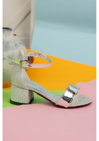 Resim EPAAVM - Topuklu Tek Bant Gümüş Kız Çocuk Sandalet - EYL1608 Gümüş 