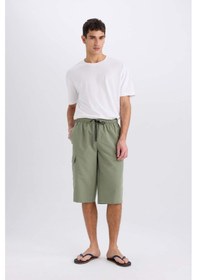 Resim Defacto Long Fit File Astarlı Uzun Boy Kargo Cep Deniz Şortu E0905ax25hskh109 Haki 