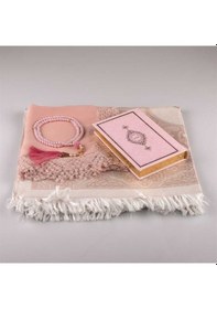 Resim Şal + Seccade + Tesbih + Kuran Hediye Seti (Çanta Boy. Toz Pembe) N11.3522 