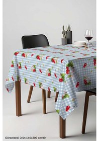 Resim Rivaistanbul Pötikare Kiraz Desenli Mavi Masa Örtüsü, Sofra Bezi, Piknik Örtüsü Mavi 