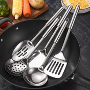 Resim Paslanmaz Çelik Tencere Seti - Mutfak Gereç Seti, Dayanıklı Pişirme Aletleri ve Alet Seti, Spatula, Çorba Kepçesi, Süzgeç Kaşık, Spatula, Pirinç Kaşığı, Gıda Teması İçin, Elektrik Gerektirmez 