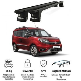 Resim Trio-ı Fiat Doblo 2010 Ve Sonrası Uyumlu Siyah Kilitli Ara Atkı 135cm Port Bagaj Tavan Barı 