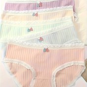 Resim 5 adet Kadın Orta Boy İç Çamaşırı, Sweetheart Jacquard Tasarımı, Nefes Alabilen Kalça, Rahat Uyum, Çeşitli Renkler (Pembe, Mavi, Yeşil, Sarı, Mor), Çekirdek Detayı ile Sevimli Stil, Günlük İç Çamaşırı | Oyuncak Bikini | Yumuşak Elastik Bel 
