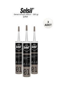 Resim Selsil Genel Amaçlı Şeffaf Silikon 280 Gr. - 3 Adet Şeffaf 