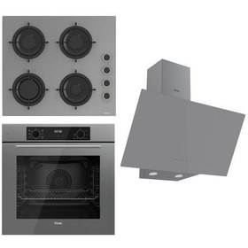 Resim FLOWART Serisi Gri Set (CS208-FA + QBL63CPR +D079 ) - Emaye Izgara / Kademeli Musluk 