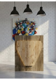 Resim Resital Ledli Karşılama Bankosu G-90 Cm Ofis Kasa Resepsiyon Masası Banko-001-2-6 