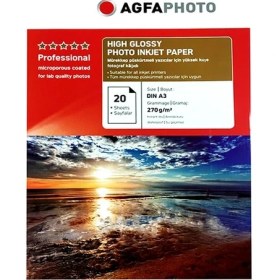 Resim AgfaPhoto A3 Inkjet Parlak Fotoğraf Kağıdı 270 Gram 30 x 40 cm 