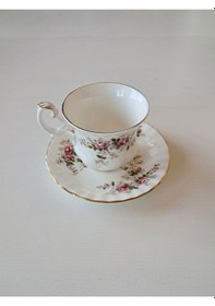 Resim Lavender Rose Bone China England Antika Duble Boy Kahve Fincanı Lavanta Lavanta 
