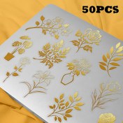Resim 50 adet YWWBLD Altın Çiçekli Etiketleri - DIY Scrapbooking, Günlük Tutma, Telefon Kılıfları, Dizüstü Bilgisayarlar ve Gitar Dekorasyonları için Zarif Botanik Tasarımlar, Scrapbook Etiketleri, Dizüstü Bilgisayar Dekorasyonu, Dekoratif Etiketler, Yüksek Kaliteli Baskılar 