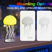 Resim 1 adet AMILL Denizanası LED Masa Lambası - USB Şarj Edilebilir RGB Renk Değiştiren Gece Işığı, Dinamik Yüzen Hareketli, Okyanus Temalı Akrilik Taban & Düğme Kontrolü ile Ev Ofis Dekoru için, Tatil Hediyesi, Denizanası Lamba, Ortam Aydınlatması, Okyanus Tasarımı, USB Bağlantısı 