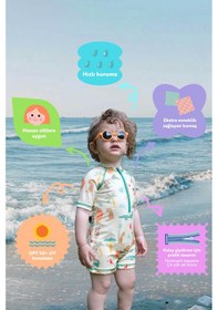 Resim UV Korumalı UPF 50+ Bebek Çocuk Mayosu Safari Jungle Sarı 